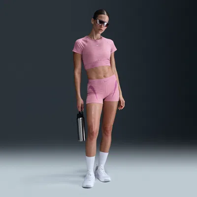 Nike Women's  Pro Mid-rise 3" Graphic Biker Shorts In Pink