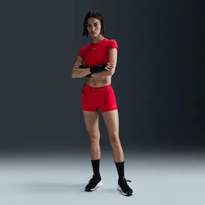Nike Women's  Pro Mid-rise 3" Graphic Biker Shorts In Red