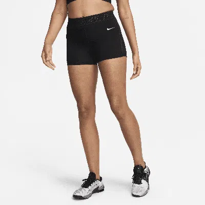 Nike Women's  Pro Mid-rise 3" Mesh-paneled Shorts In Black