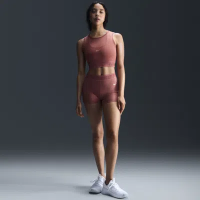 Nike Women's  Pro Mid-rise 3" Mesh-paneled Shorts In Pink
