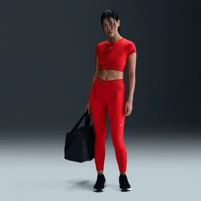 Nike Women's  Pro Mid-rise 7/8 Graphic Leggings In Red
