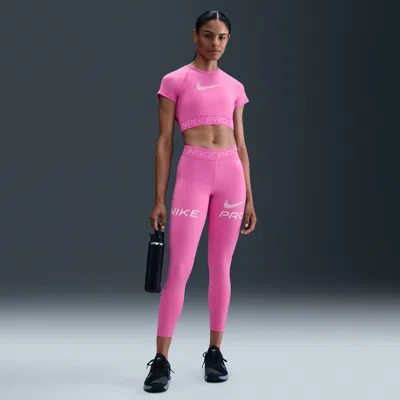 Nike Women's  Pro Mid-rise 7/8 Mesh-panel Graphic Leggings