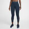 Nike Women's  Pro Mid-rise 7/8 Mesh-paneled Leggings In Armory Navy/white