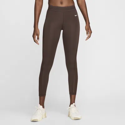Nike Women's  Pro Mid-rise 7/8 Mesh-paneled Leggings In Brown
