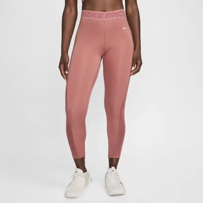 Nike Women's  Pro Mid-rise 7/8 Mesh-paneled Leggings In Pink