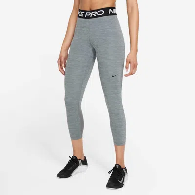 Nike Women's  Pro Mid-rise Crop Mesh-panel Leggings In Grey