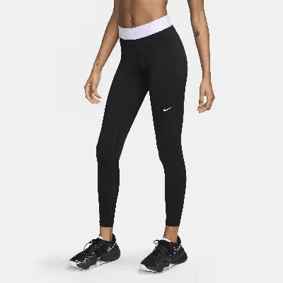 Nike Women's  Pro Mid-rise Mesh-paneled Leggings In Black