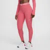 Nike Women's  Pro Mid-rise Mesh-paneled Leggings In Aster Pink/white