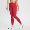 Nike Women's  Pro Mid-rise Mesh-paneled Leggings In Red