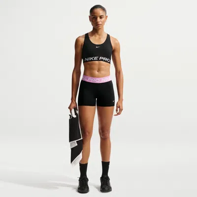 Nike Women's  Pro Mid-rise 3" Biker Shorts In Black