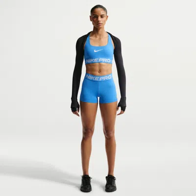 Nike Women's  Pro Mid-rise 3" Biker Shorts In Blue