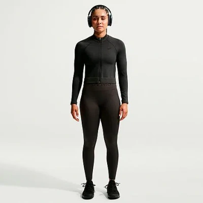 Nike Women's Pro Seamless Cropped Full-zip Training Top In Black