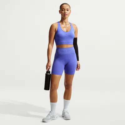 Nike Women's  Pro Seamless Dri-fit High-waisted 5" Biker Shorts In Blue