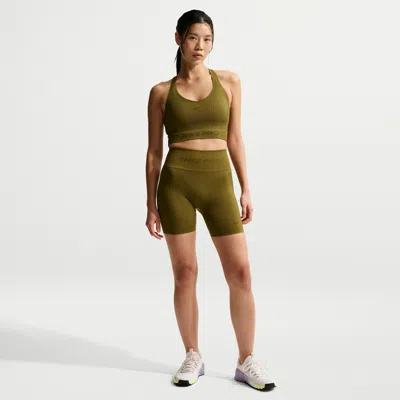 Nike Women's  Pro Seamless Dri-fit High-waisted 5" Biker Shorts In Green