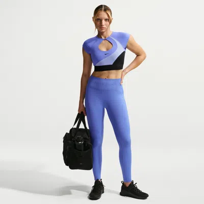 Nike Women's  Pro Seamless High-waisted 7/8 Leggings In Blue