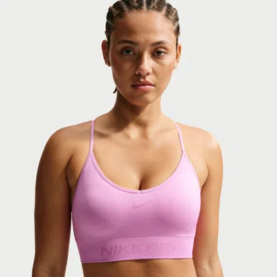 Nike Women's  Pro Seamless Light-support Padded Sports Bra In Pink