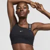 Nike Pro Swoosh Asymmetrical Bra In Black