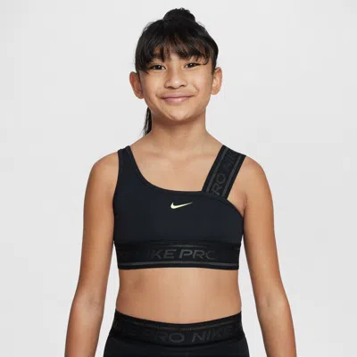 Nike Kids' Women's  Pro Swoosh Girls' Asymmetrical Sports Bra In Black