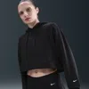 Nike Pro Therma-fit Crop Fleece Hoodie In Black