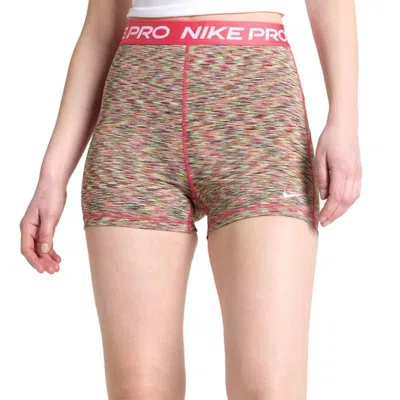 Nike Women's Pro Three Spacedye Shorts In Red Multi