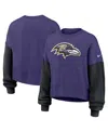 Nike Women's Purple Baltimore Ravens Oversized Color-block Pullover Sweatshirt In Purple