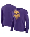 Nike Women's Purple Minnesota Vikings Large Shoulder Logo Cropped Long Sleeve Fashion T-shirt