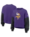 Nike Purple Minnesota Vikings Oversized Color-block Pullover Sweatshirt In Purple