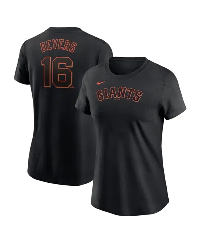 Nike Women's Rafael Devers Black San Francisco Giants Name Number T-shirt