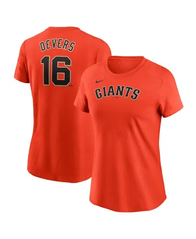 Nike Women's Rafael Devers Orange San Francisco Giants Name Number T-shirt In Neutral