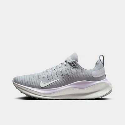 Nike Womens  React Infinity Run Flyknit 4 In Light Smoke Grey/summit White/barely Grape