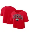 Nike Red Georgia Bulldogs Power Pursuit Athletic Prep Arch Performance Cropped T-shirt