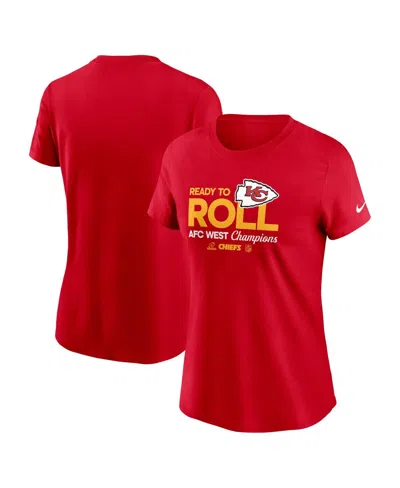 Nike Women's Red Kansas City Chiefs 2024 Afc West Division Champions Locker Room Trophy Collection T-shir