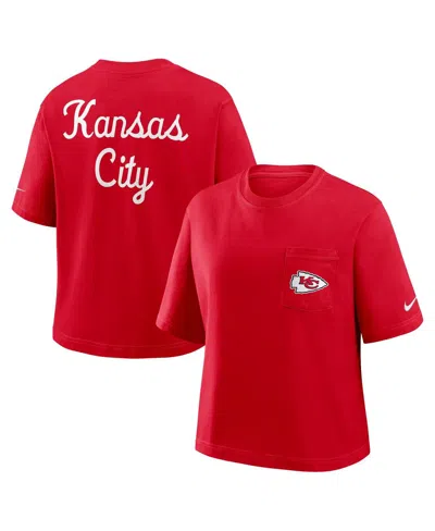 Nike Women's Red Kansas City Chiefs Rewind Pocket Boxy T-shirt