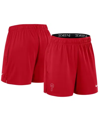 Nike Women's Red Philadelphia Phillies Authentic Collection Knit Shorts In Sportred