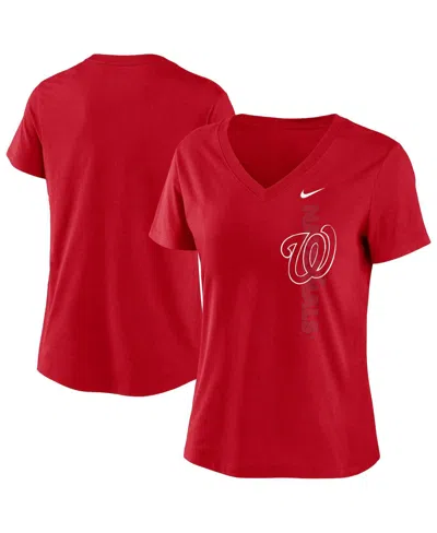Nike Women's Red Washington Nationals Local Team Tri-blend V-neck T-shirt