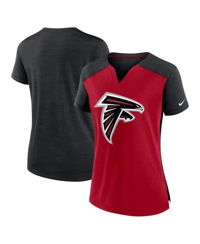 Nike Women's Red/black Atlanta Falcons Impact Exceed Performance Notch Neck T-shirt In Red,black
