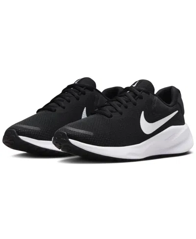 Nike Women's Revolution 7 Running Sneakers From Finish Line In Black,white