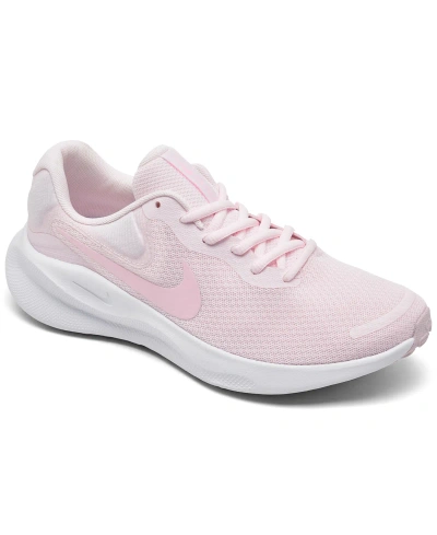 Nike Women's Revolution 7 Running Sneakers From Finish Line In Pearl Pink,white,pink