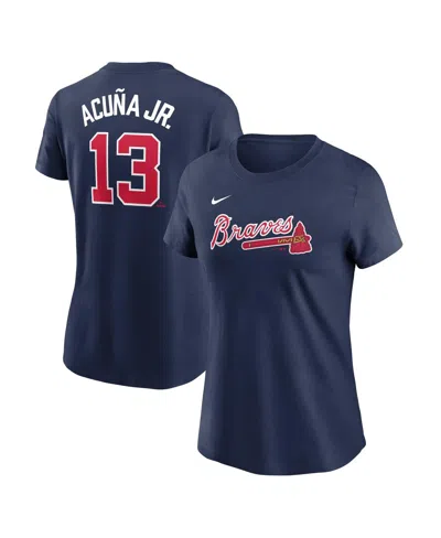 Nike Women's Ronald Acuna Jr. Navy Atlanta Braves Fuse Name Number T-shirt