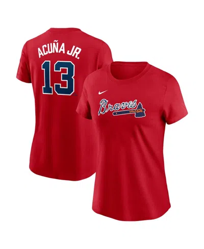 Nike Women's Ronald Acuna Jr. Red Atlanta Braves Fuse Name Number T-shirt