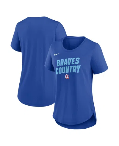 Nike Women's Royal Atlanta Braves 2026 City Connect Team Phrase Lockup Tri-blend T-shirt In Blue
