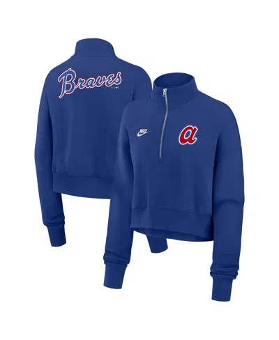 Nike Women's Royal Atlanta Braves Cooperstown Collection Phoenix Fleece Half-zip Sweatshirt