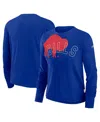 Nike Women's Royal Buffalo Bills Layered Logo Cropped Long Sleeve Fashion T-shirt In Royal