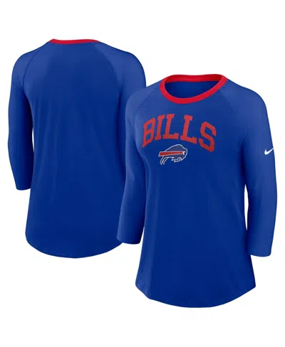 Nike Women's Royal Buffalo Bills Raglan 3/4 Sleeve T-shirt