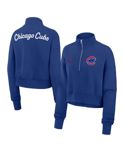 Nike Women's Royal Chicago Cubs Primetime Phoenix Fleece Half-zip Sweatshirt In Blue