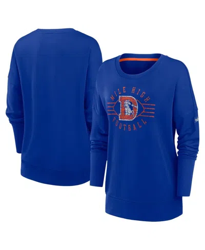 Nike Women's Royal Denver Broncos Rewind Playback Icon Performance Pullover Sweatshirt