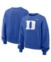 Nike Women's Royal Duke Blue Devils Oversized Essential Pullover Sweatshirt In Blue