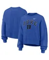 Nike Women's Royal Duke Blue Devils Oversized Phoenix Arch Pullover Sweatshirt In Blue