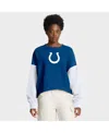 Nike Women's Royal Indianapolis Colts Oversized Color-block Pullover Sweatshirt In Blue