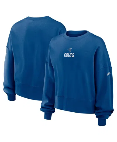 Nike Women's Royal Indianapolis Colts Oversized Rewind Pullover Sweatshirt